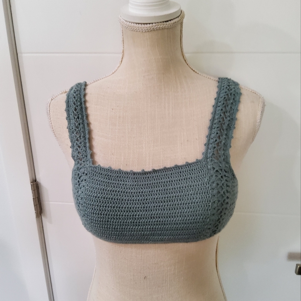 Hula Honey Crochet Knit Swim Top Size S - Picture 2 of 9